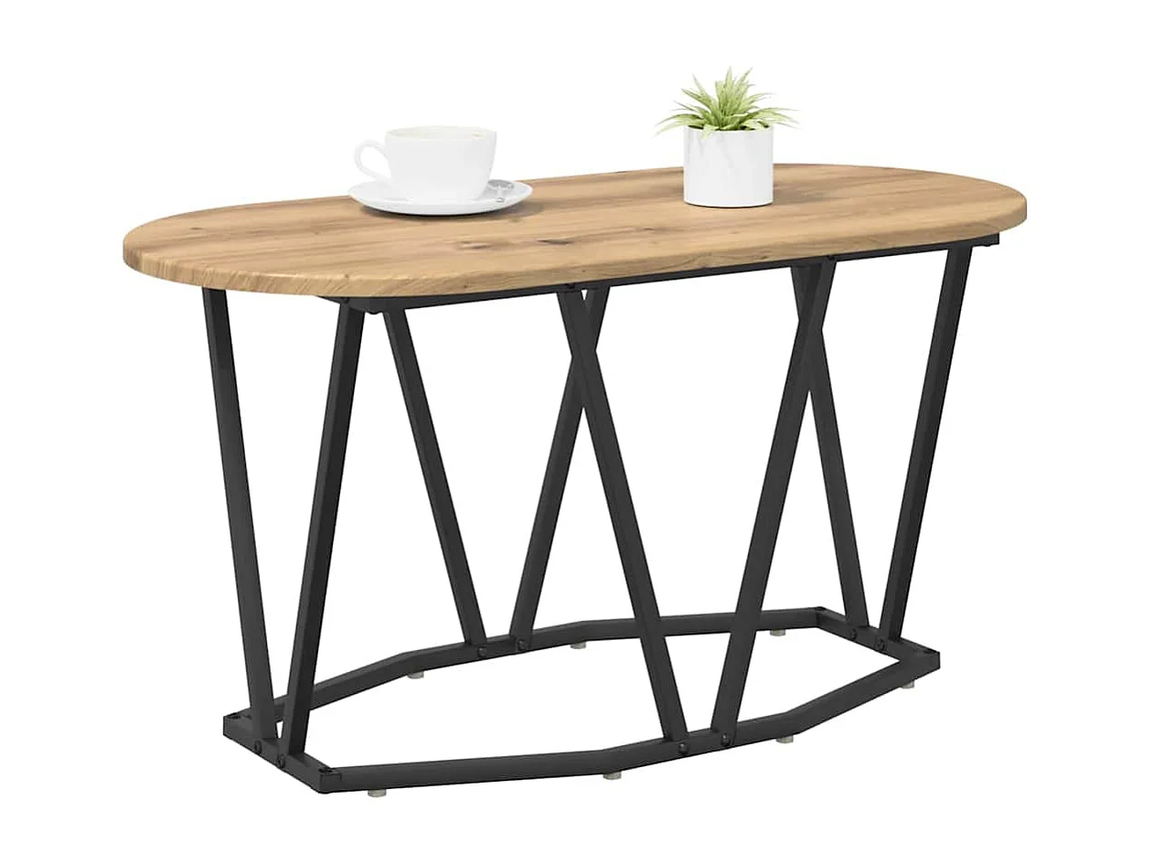 Couchtisch-Wohnzimmertisch-Beistelltische Artisan-Eiche 80x40x40.5 cm Sperrholz und Metall SHL63305