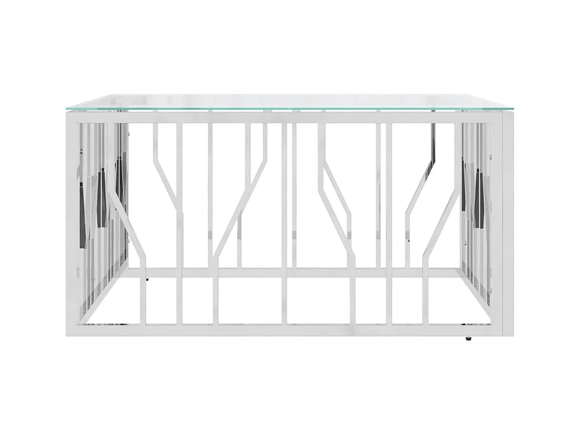 Table basse salon-Table d'appoint 80x80x40 cm acier inoxydable et verre SHL68274