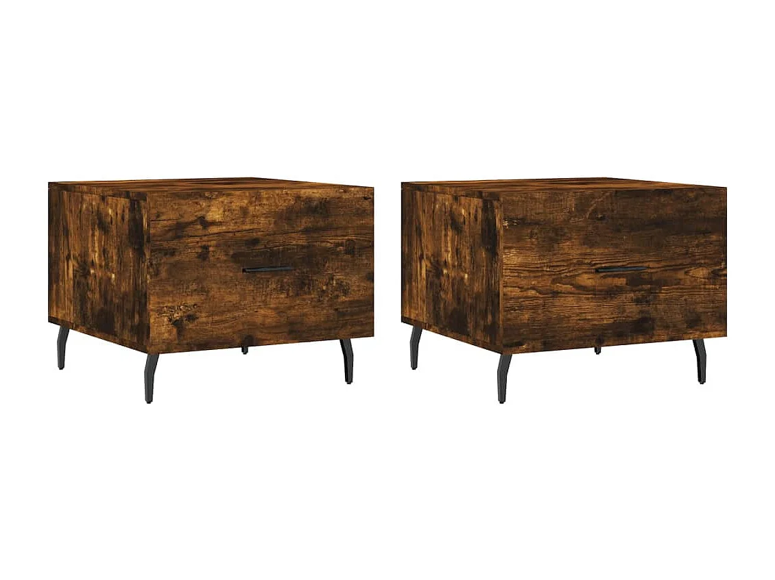 Lot de 2 Tables basses-Tables d'appoint chêne fumé 50x50x40 cm bois d'ingénierie SHL23041