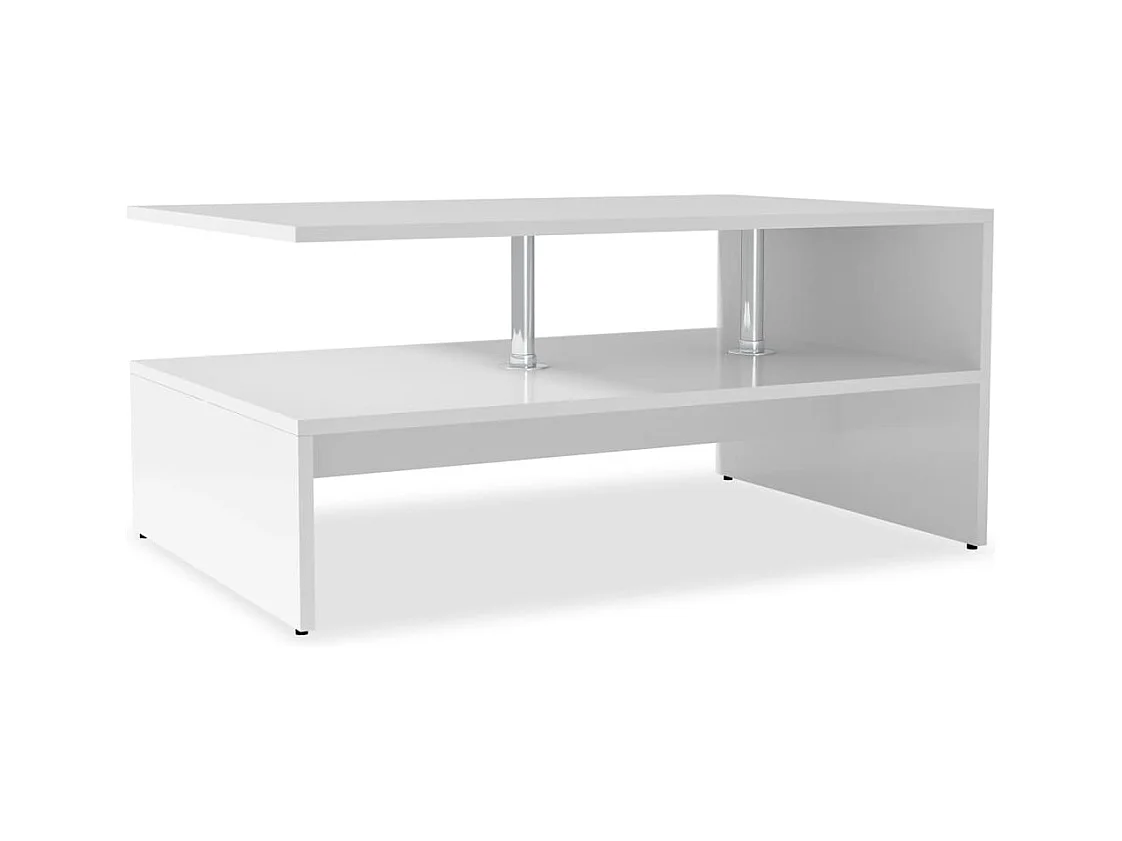 Table basse salon-Table à thé Bois d'ingénierie 90x59x42 cm Blanc SHL50936
