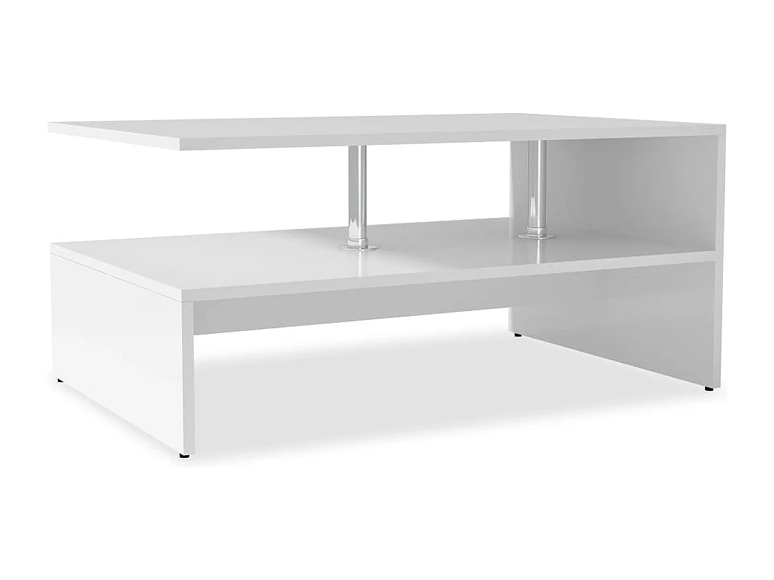 Couchtisch-Beistelltisch-Sofatisch Holzwerkstoff 90x59x42 cm Weiß SHL53299