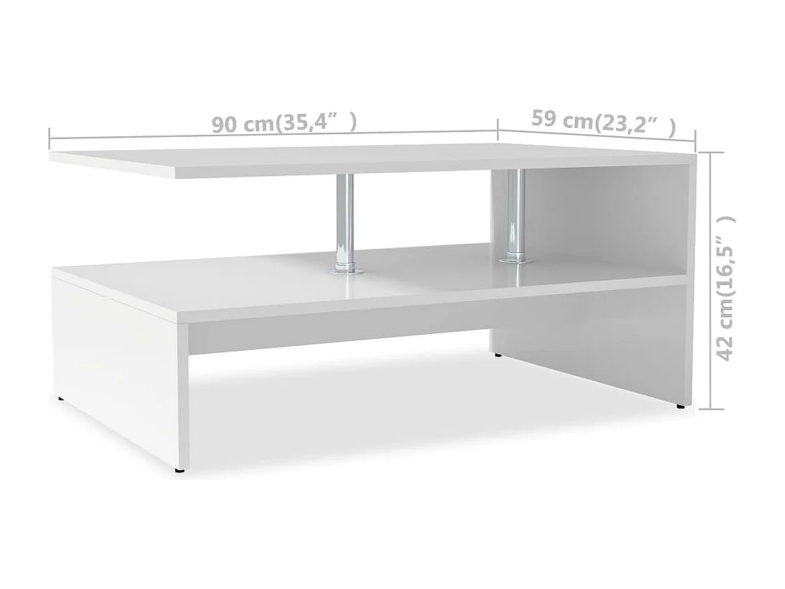 Couchtisch-Beistelltisch-Sofatisch Holzwerkstoff 90x59x42 cm Weiß SHL53299