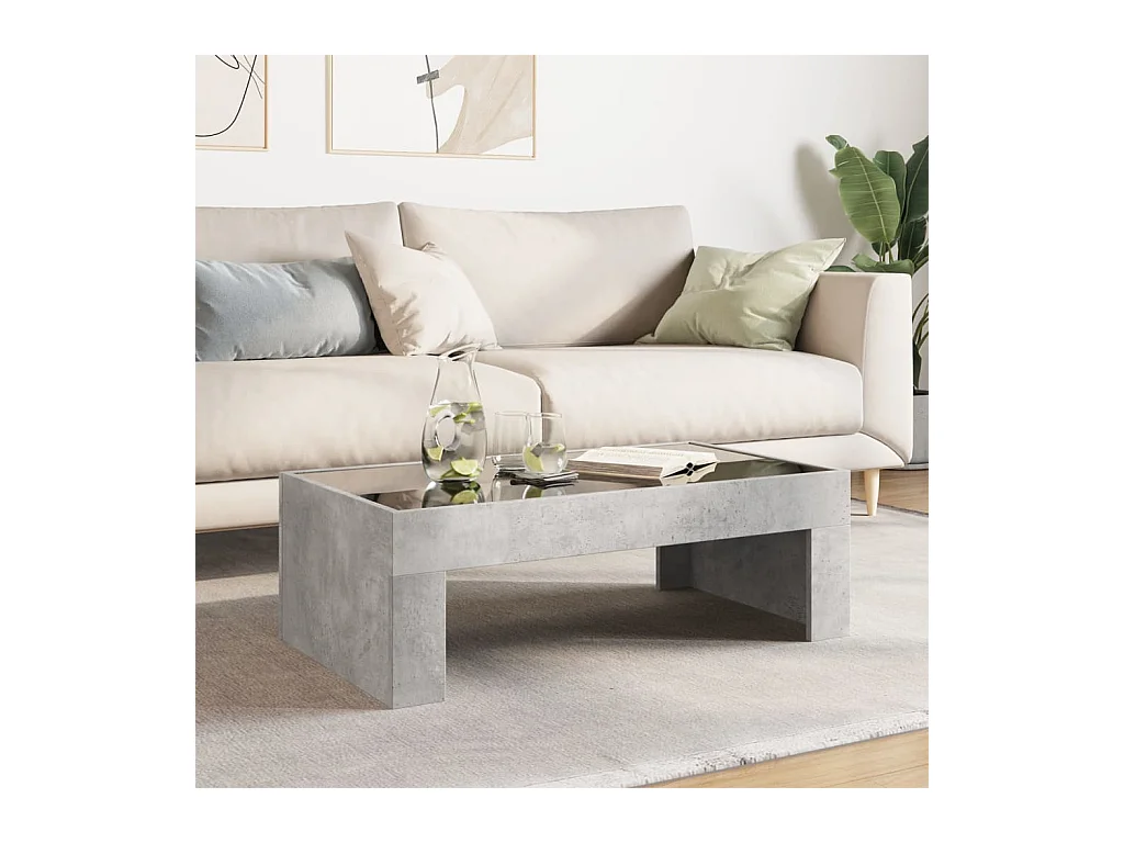 Mesa de centro-Mesa auxiliar madera de ingeniería blanco brillo 102x55x42 cm SHL466477