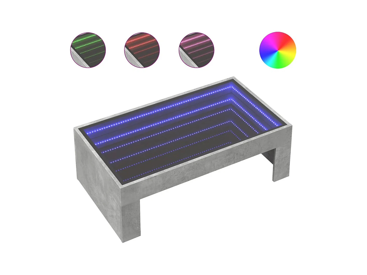 Table basse salon-Table d'appoint avec LED infini gris béton 90x50x30 cm SHL15444
