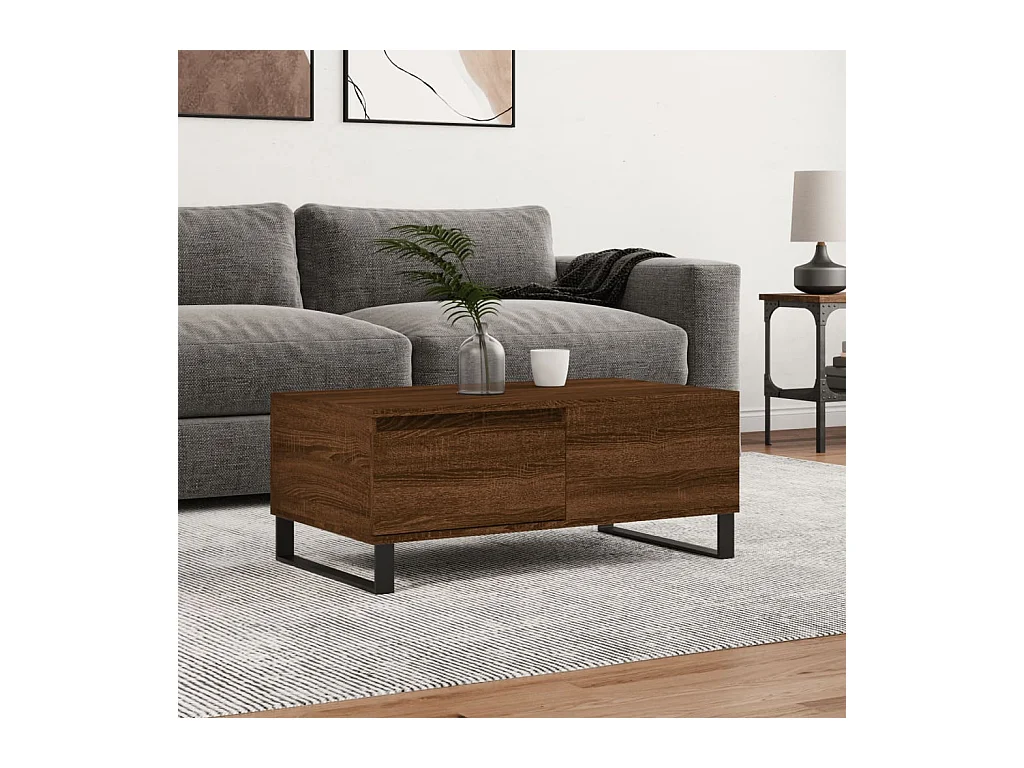 Table basse salon-Table d'appoint Chêne marron 90x50x36,5 cm Bois d'ingénierie SHL7883