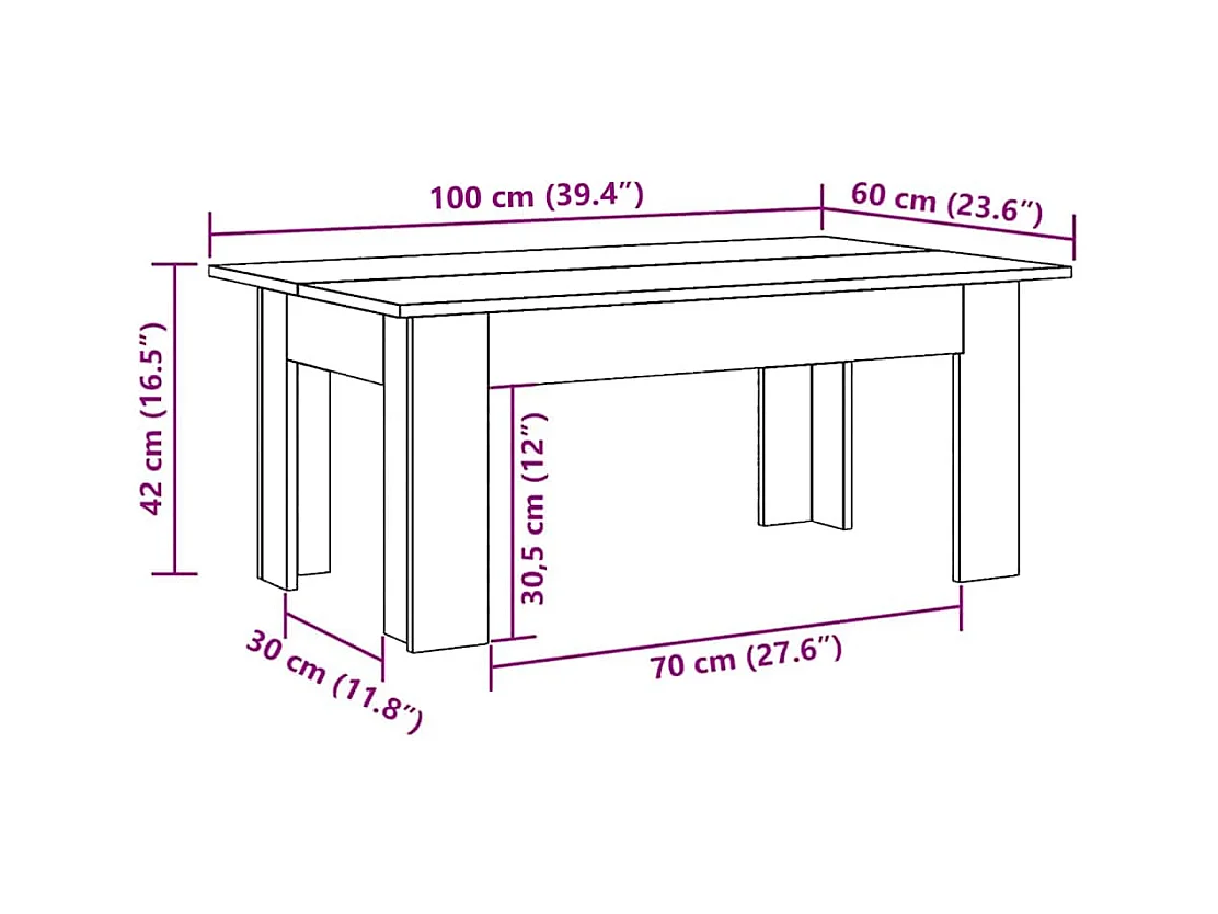 Mesa de centro | Mesa auxiliar madera contrachapada gris Sonoma 68x50x38 cm SHL2693