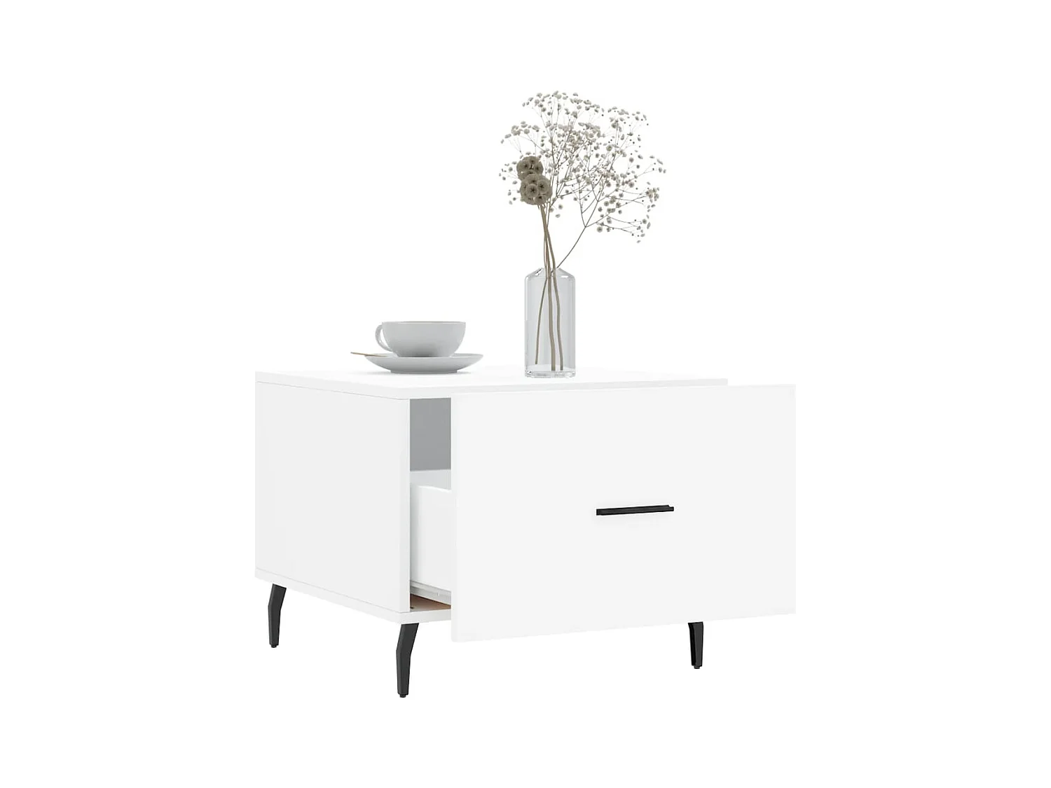 Conjunto de 2 Mesas de Centro | Mesa de apoio | Mesa de café 50x50x40 cm madeira processada branco