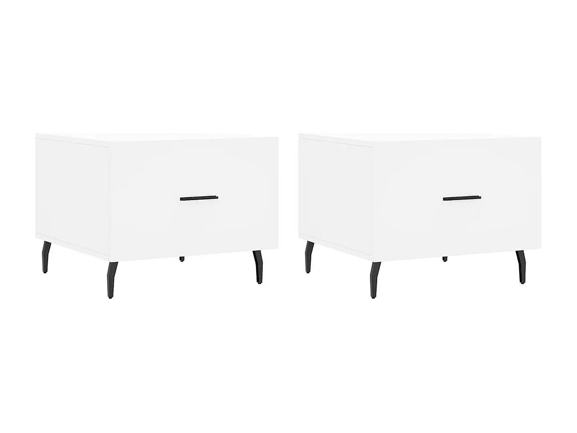 Lot de 2 Tables basses-Tables d'appoint blanc 50x50x40 cm bois d'ingénierie SHL44076
