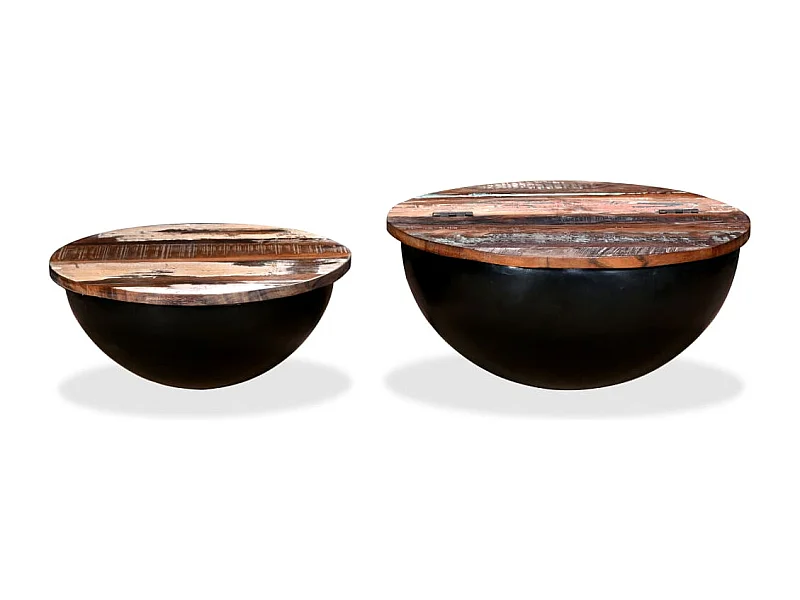 Mesa de centro | Mesa de café | Mesa auxiliar 3 piezas Marrón cera 46x46x47 cm SHL2199