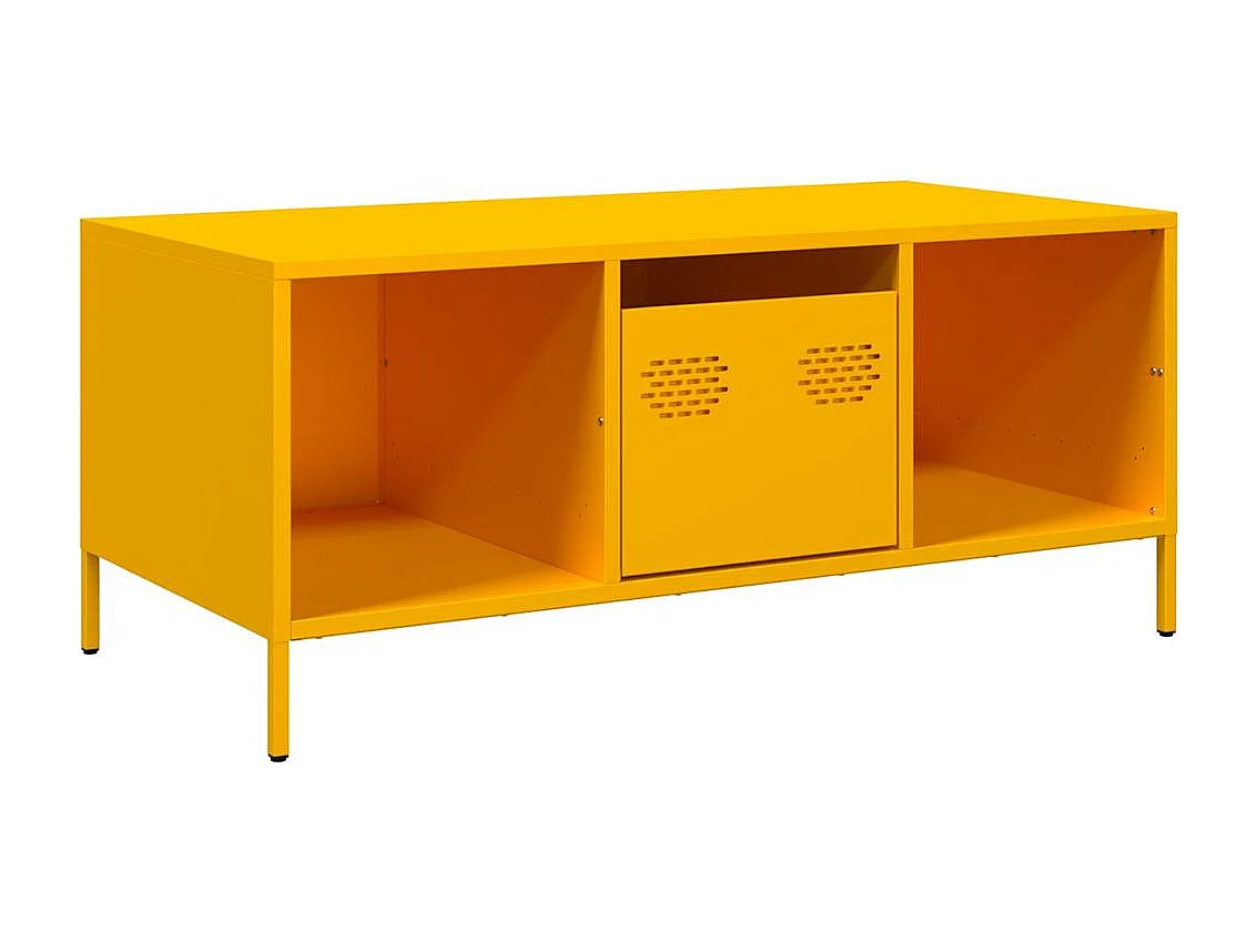 Table basse salon-Table d'appoint jaune moutarde 101,5x50x43,5cm acier laminé à froid SHL68270