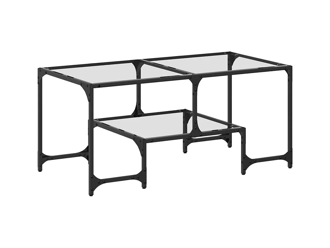 Table basse salon-Table d'appoint-dessus en verre transparent 98,5x50x45cm acier SHL60748