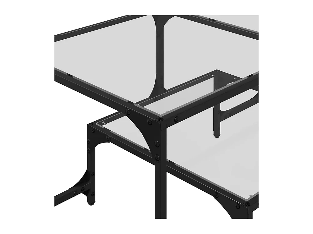 Table basse salon-Table d'appoint-dessus en verre transparent 98,5x50x45cm acier SHL60748