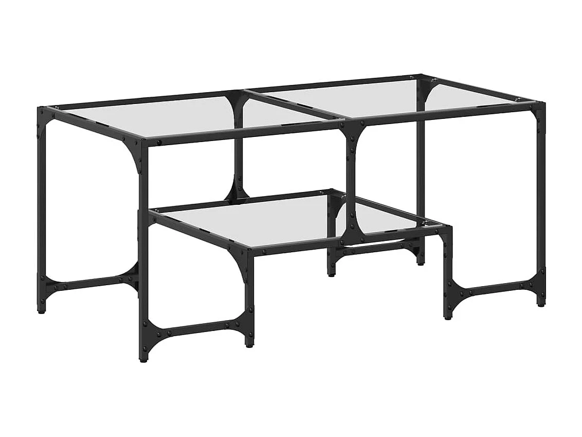 Couchtisch mit Glasplatte Transparent 98,5x50x45 cm Stahl SHL17