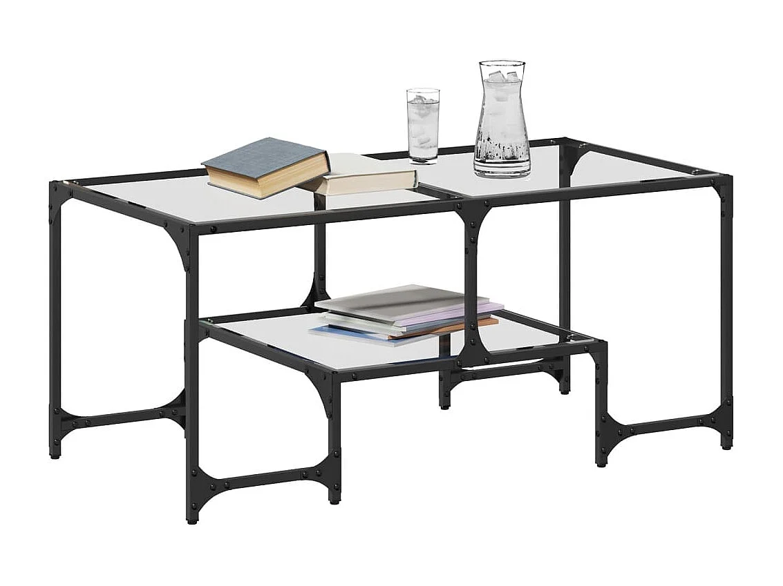 Couchtisch mit Glasplatte Transparent 98,5x50x45 cm Stahl SHL17