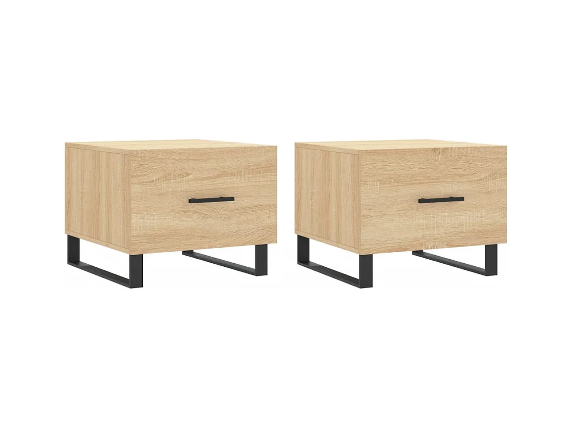 Lot de 2 Tables basses-Tables d'appoint chêne sonoma 50x50x40 cm bois d'ingénierie SHL74952