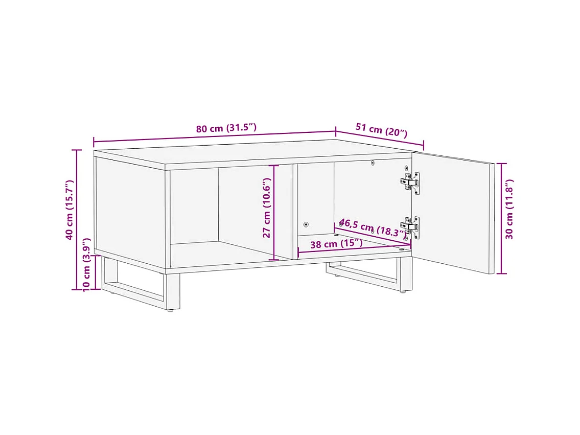 Mesa de centro | Mesa de apoio | Mesa de café 80x51x40 cm madeira de acácia maciça