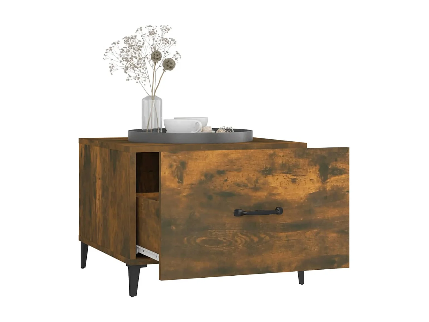 Conjunto de 2 Mesas de Centro | Mesa de apoio com pernas de metal 50x50x40 cm fumado