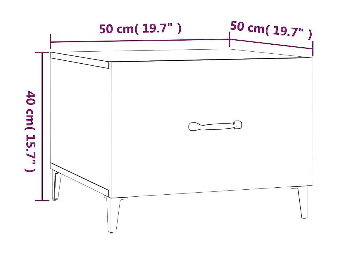 Conjunto de 2 Mesas de Centro | Mesa de apoio com pernas de metal 50x50x40 cm fumado