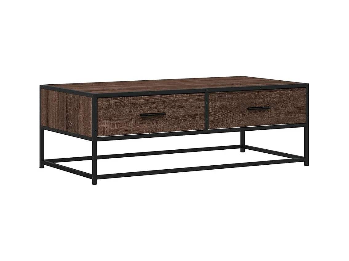 Table basse salon-Table d'appoint chêne marron 100x50x35cm bois d'ingénierie et métal SHL30894