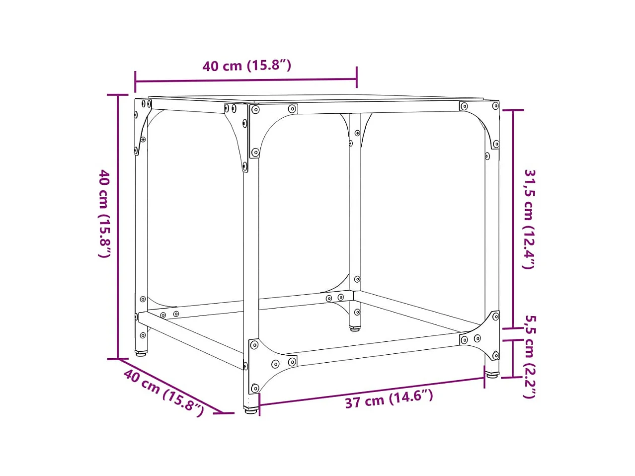 Mesa de centro-Mesa auxiliar de vidrio templado 45x40x63 cm SHL406279