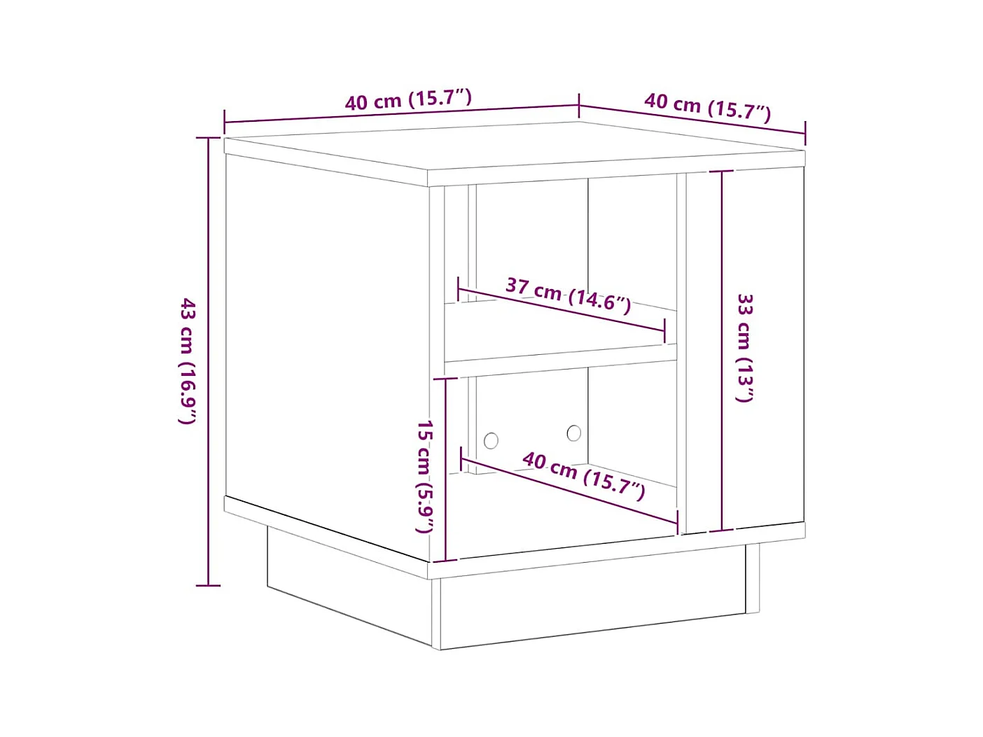 Mesa de centro-Mesa auxiliar-Mesita de centro madera contrachapada gris hormigón 68x50x38 cm SHL3461