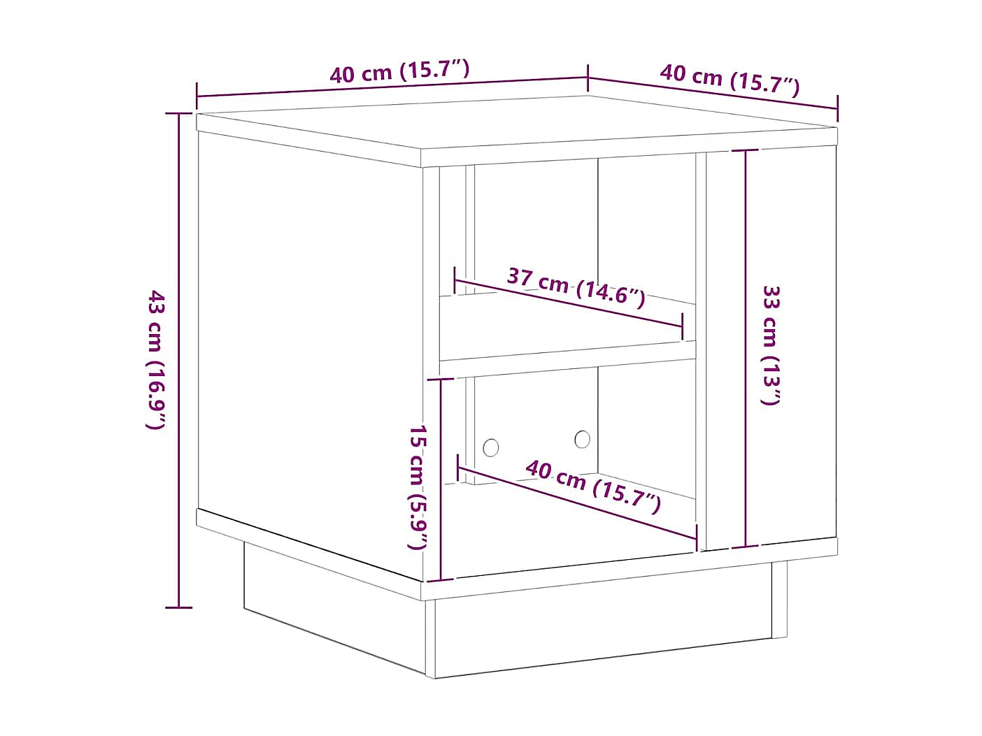 Tavolino da Salotto-Tavolino Basso Rovere Nero 40x40x43 cm SHL12119