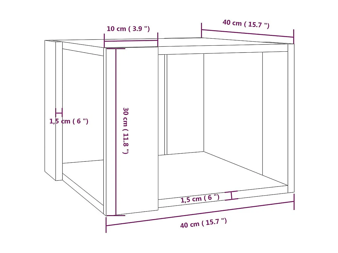 Couchtisch-Sofatisch-Beistelltische Räuchereiche 40x40x30 cm Holzwerkstoff SHL55423