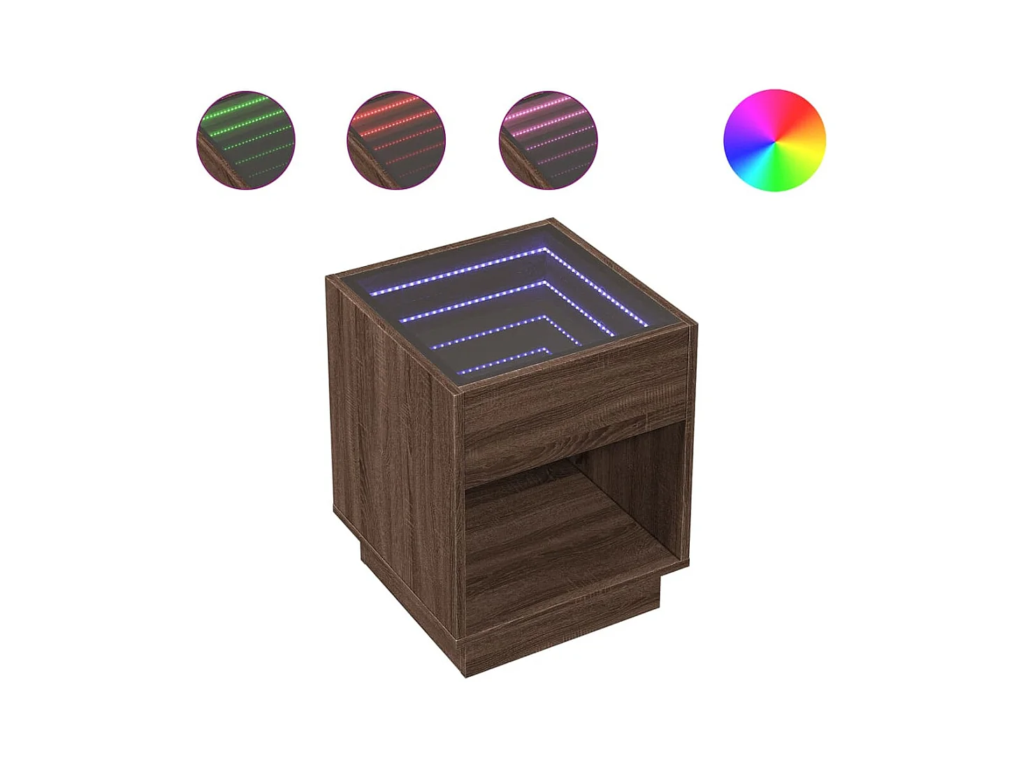 Table basse salon-Table d'appoint avec LED infini chêne marron 40x40x50 cm SHL2556