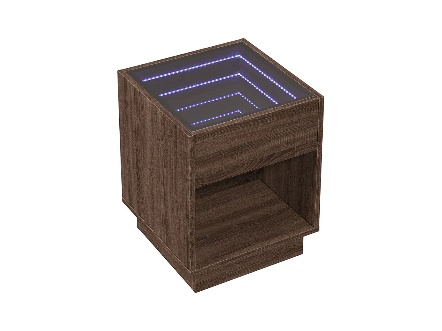 Table basse salon-Table d'appoint avec LED infini chêne marron 40x40x50 cm SHL2556