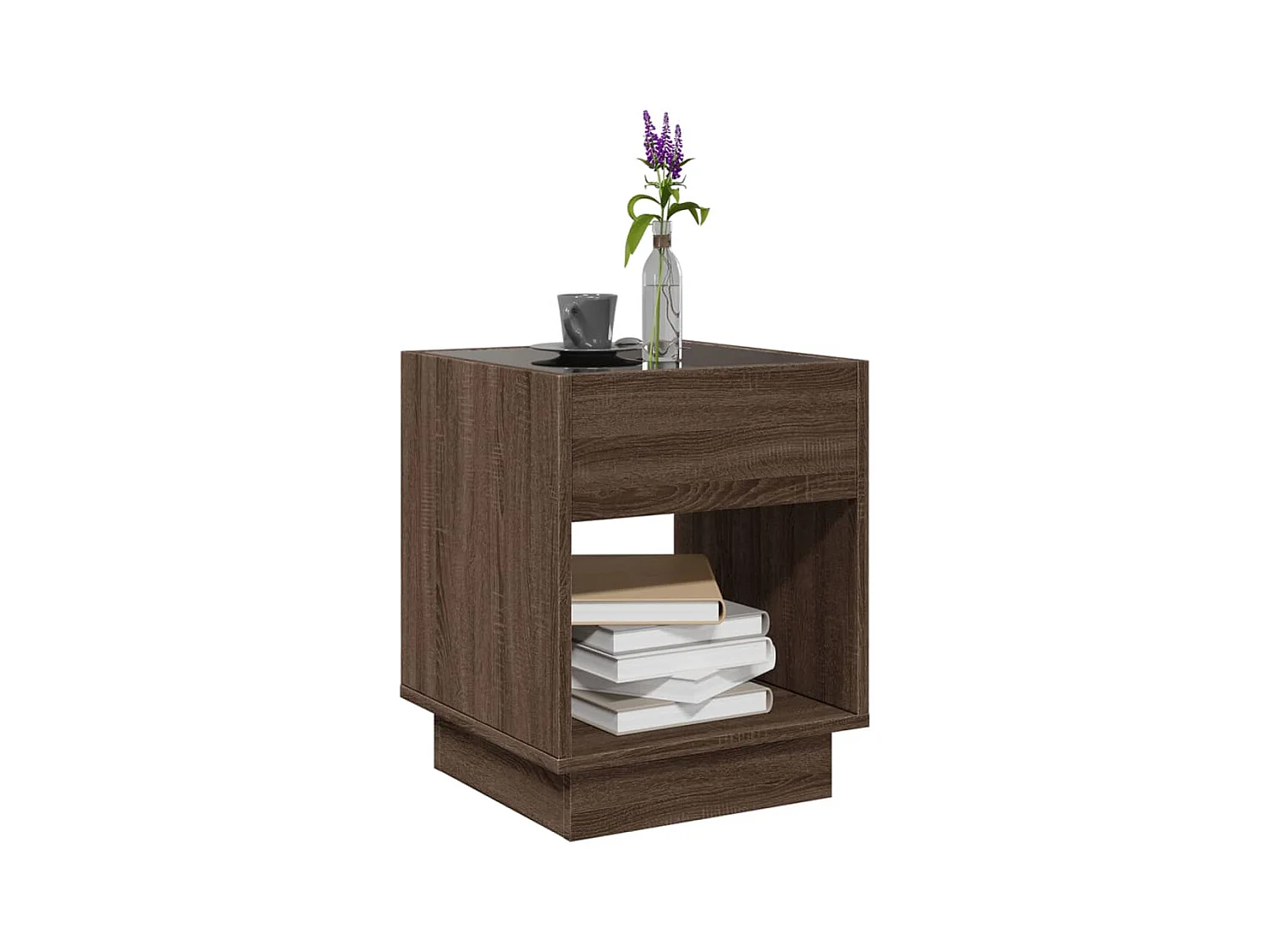 Table basse salon-Table d'appoint avec LED infini chêne marron 40x40x50 cm SHL2556