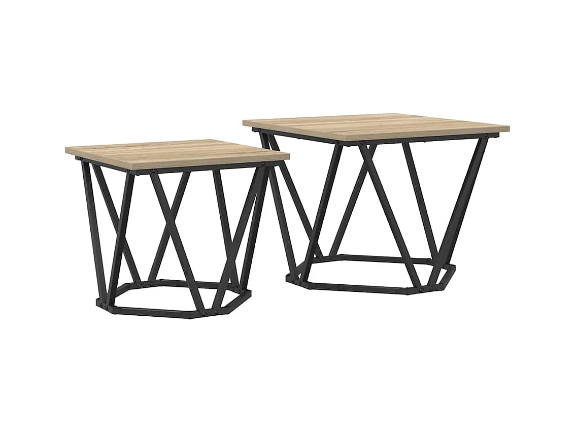 Mesa de centro | Mesa lateral | Mesa auxiliar 2 piezas Roble ahumado 50x50x40 cm SHL21492