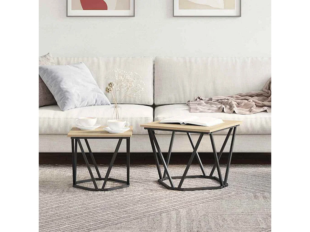 Tables basses salon-Tables d'appoint 2 pcs en bois d'ingénierie chêne Sonoma SHL94213