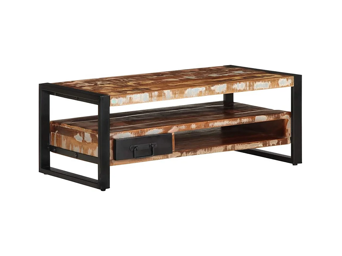 Table basse salon-Table d'appoint multicolore 90x50x36 cm bois de récupération massif SHL23835