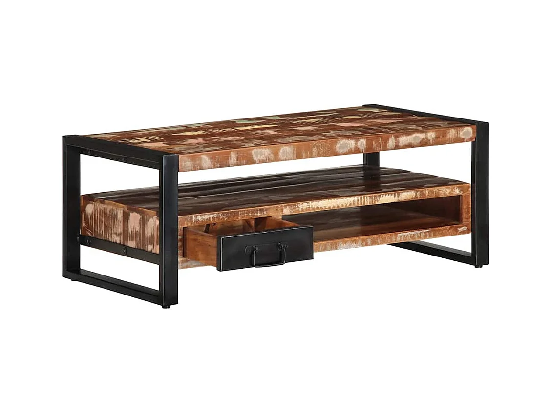 Table basse salon-Table d'appoint multicolore 90x50x36 cm bois de récupération massif SHL23835