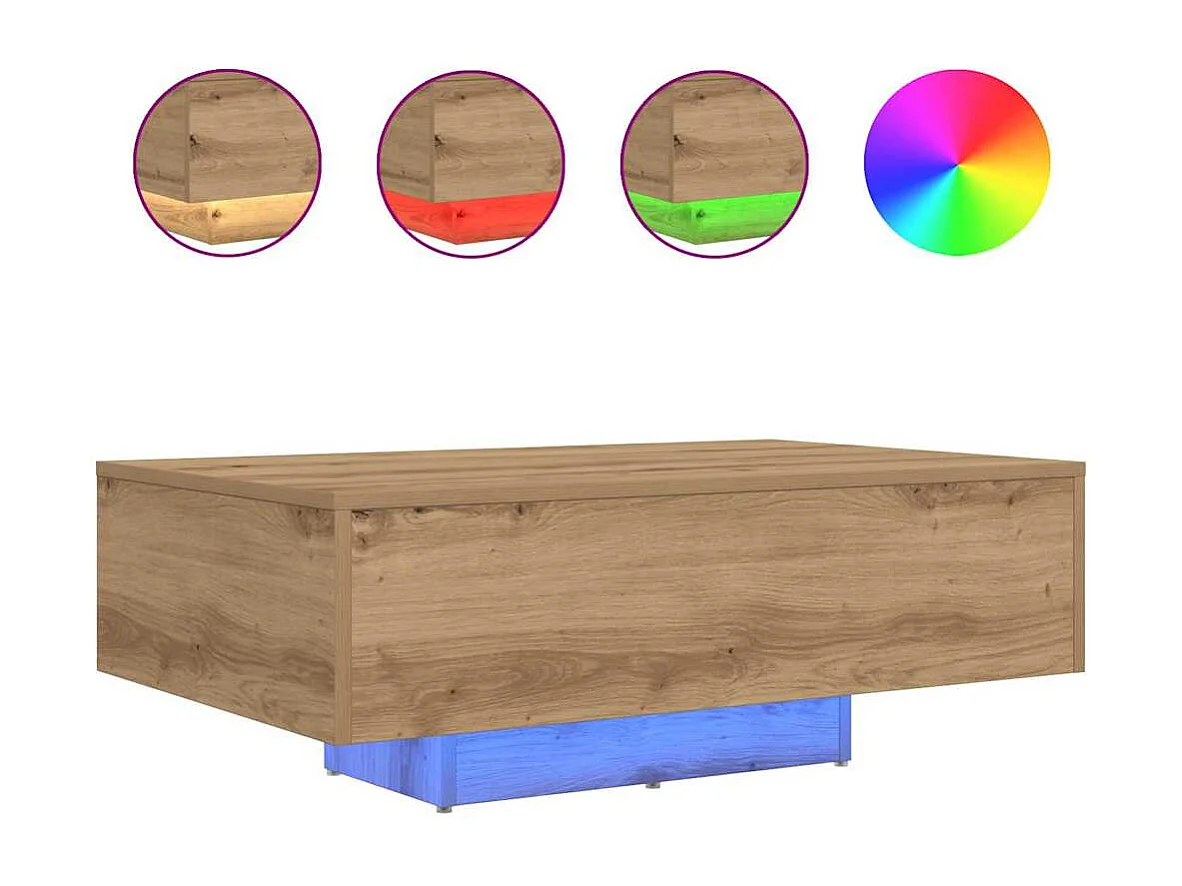 Salontafel | Woonkamertafel | Koffietafel artisanaal eikenkleurig 85 x 55 x 31 cm Bewerkt hout