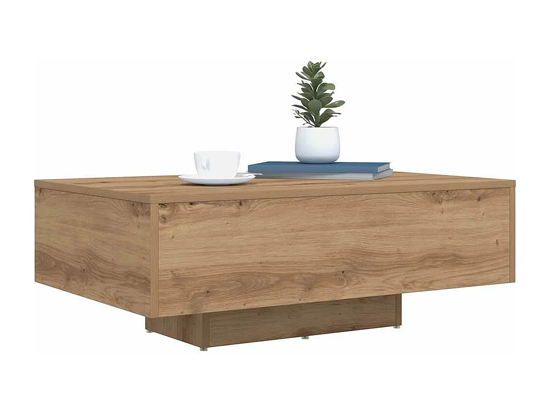 Salontafel | Woonkamertafel | Koffietafel artisanaal eikenkleurig 85 x 55 x 31 cm Bewerkt hout