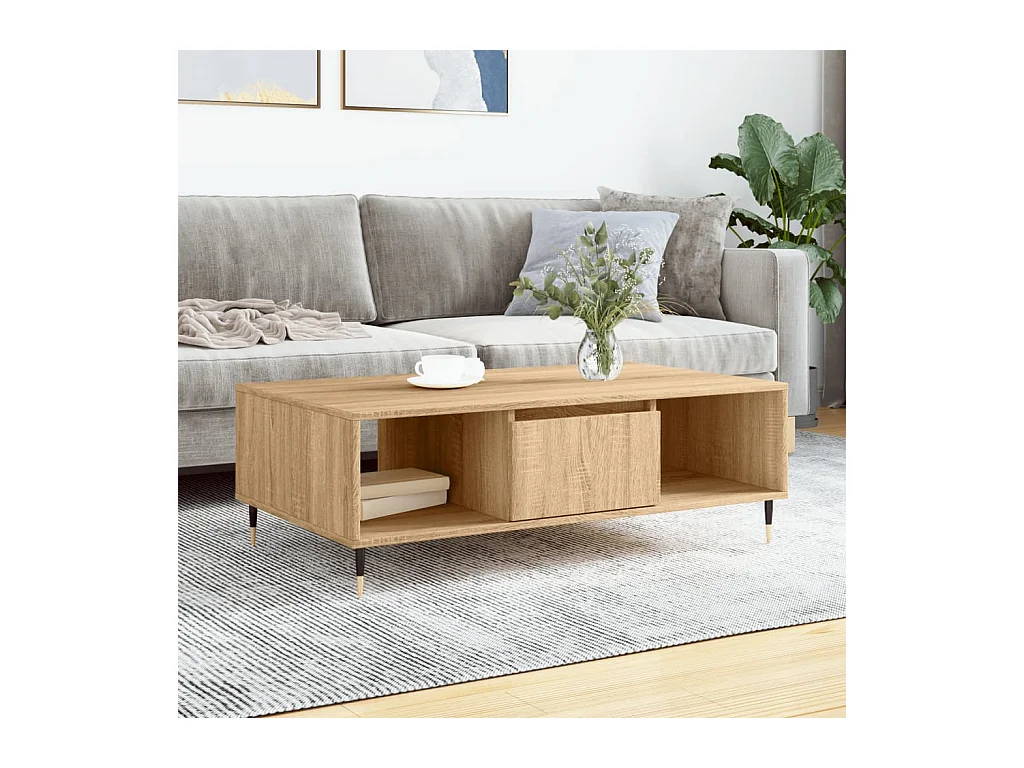 Mesa de centro | Mesa auxiliar madera de ingeniería marrón roble 100x50x50 cm SHL3899