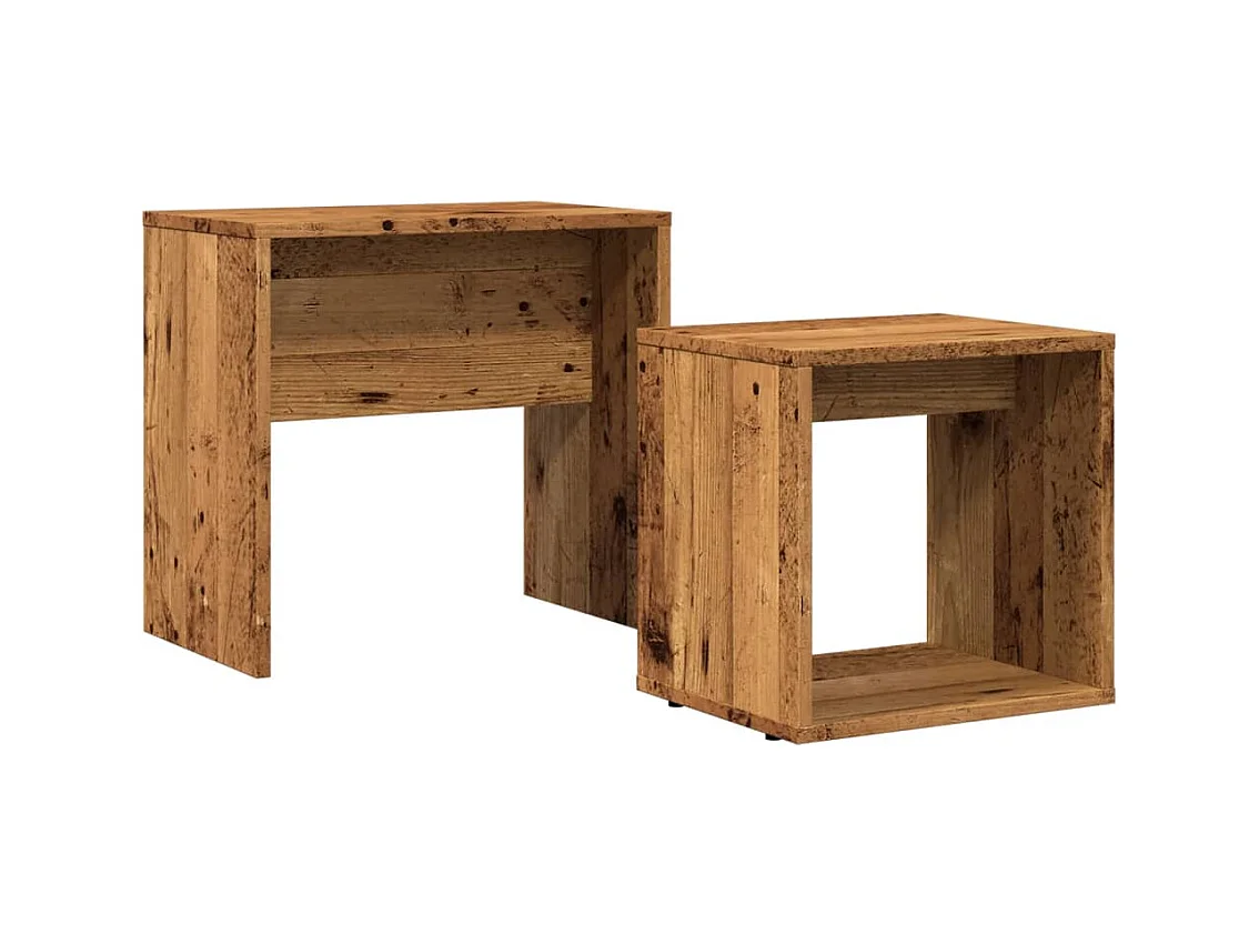 Tables basses gigognes 2 pcs vieux bois bois d'ingénierie SHL56024