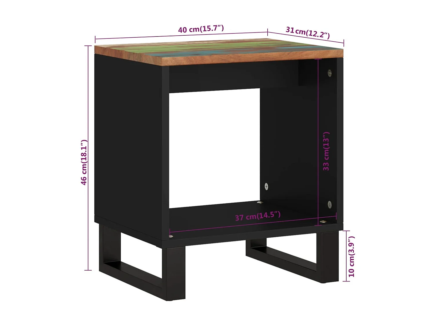 Couchtisch-Sofatisch-Beistelltische 40x31x46 cm Altholz Massiv & Holzwerkstoff SHL93231