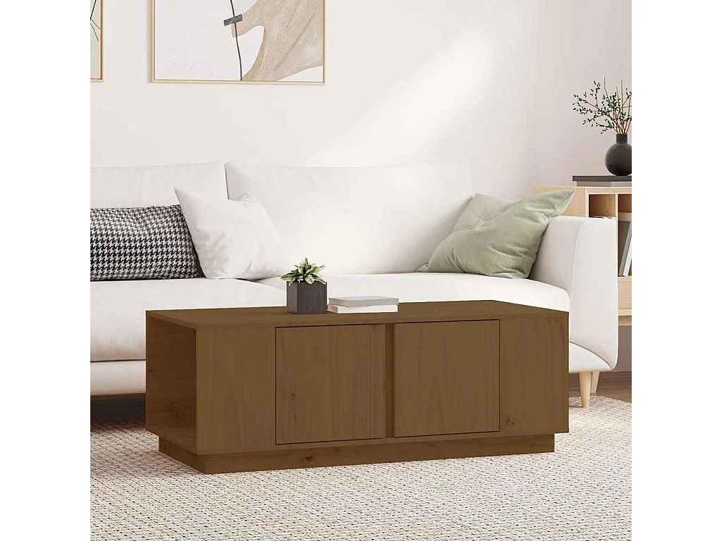 Couchtisch-Sofatisch-Beistelltische Honigbraun 110x50x40 cm Massivholz Kiefer SHL48827