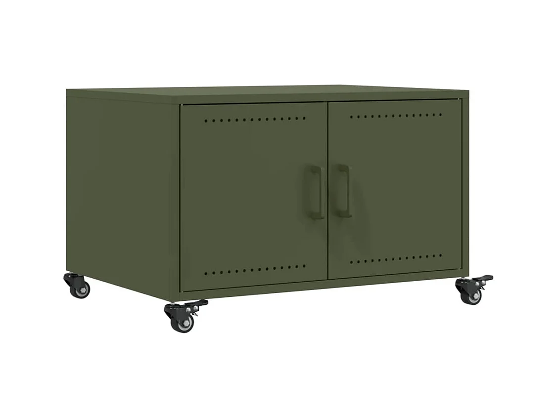 Table basse salon-Table d'appoint vert olive 68x50x43,5 cm acier SHL89121