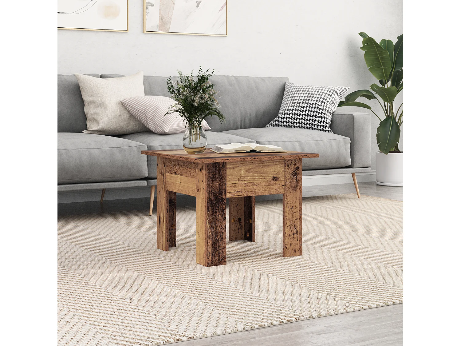 Couchtisch-Wohnzimmertisch-Beistelltische Altholz 55x55x42 cm Holzwerkstoff SHL74662
