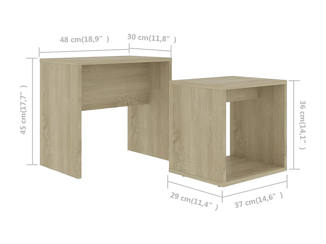 Couchtisch-Set Sonoma-Eiche 48x30x45 cm Holzwerkstoff SHL25002