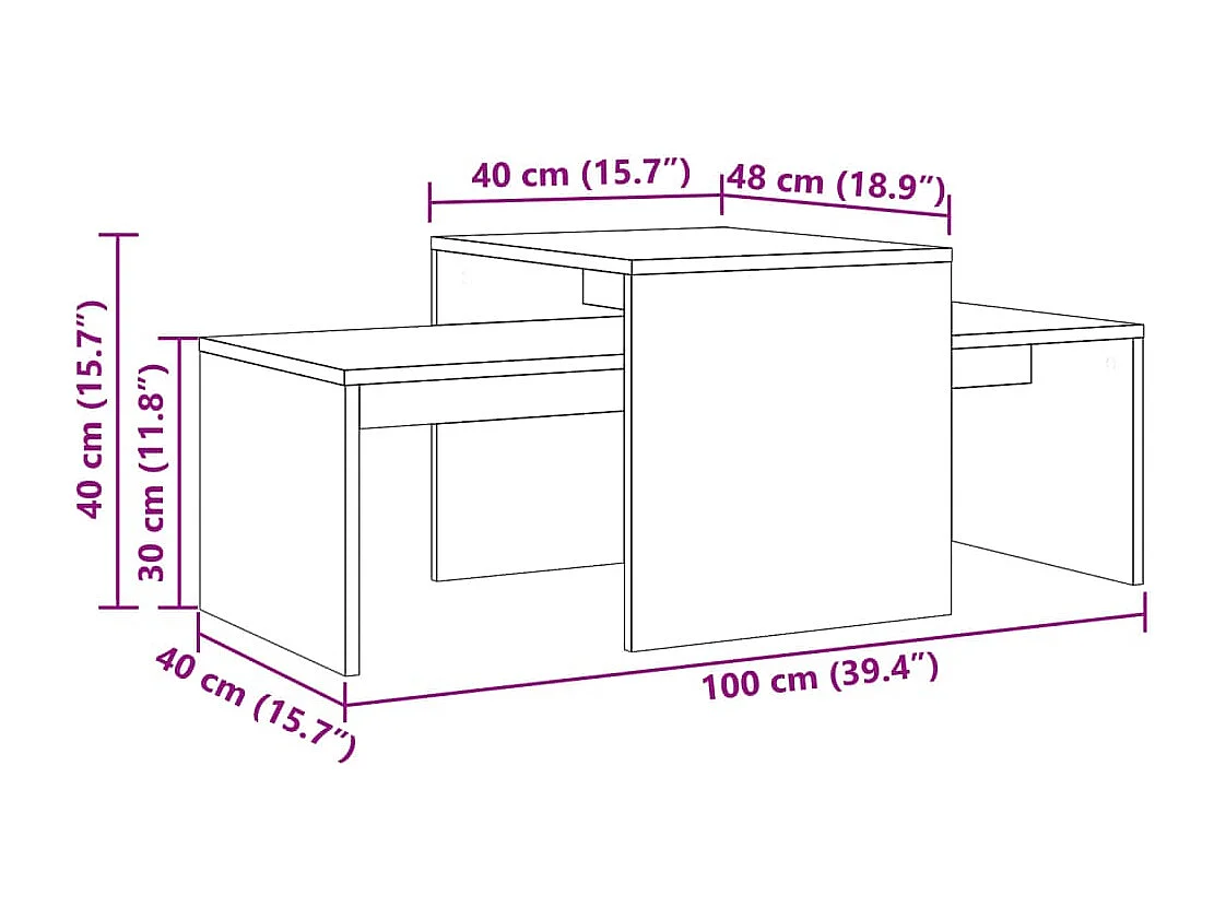 Couchtisch-Wohnzimmertisch-Beistelltische Artisan-Eiche 100x48x40 cm Holzwerkstoff SHL26025