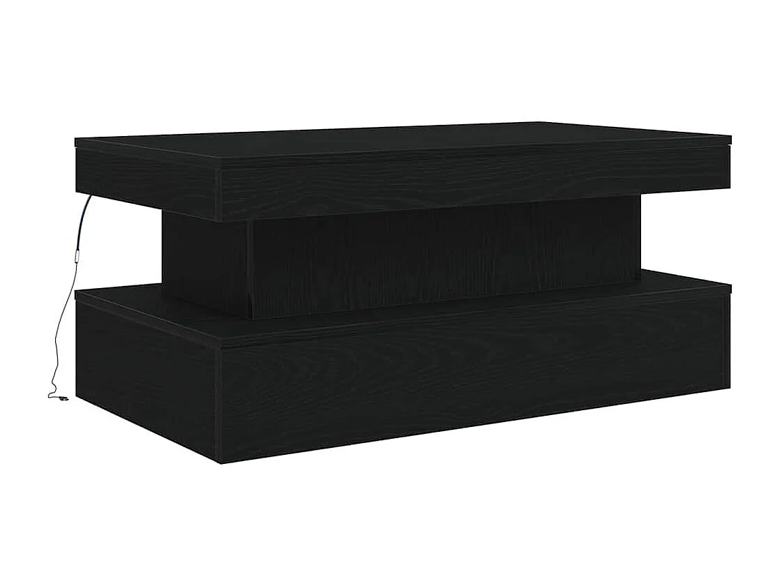 Couchtisch mit LED-Leuchten Schwarz Eichen-Optik 90x50x40 cm SHL72020