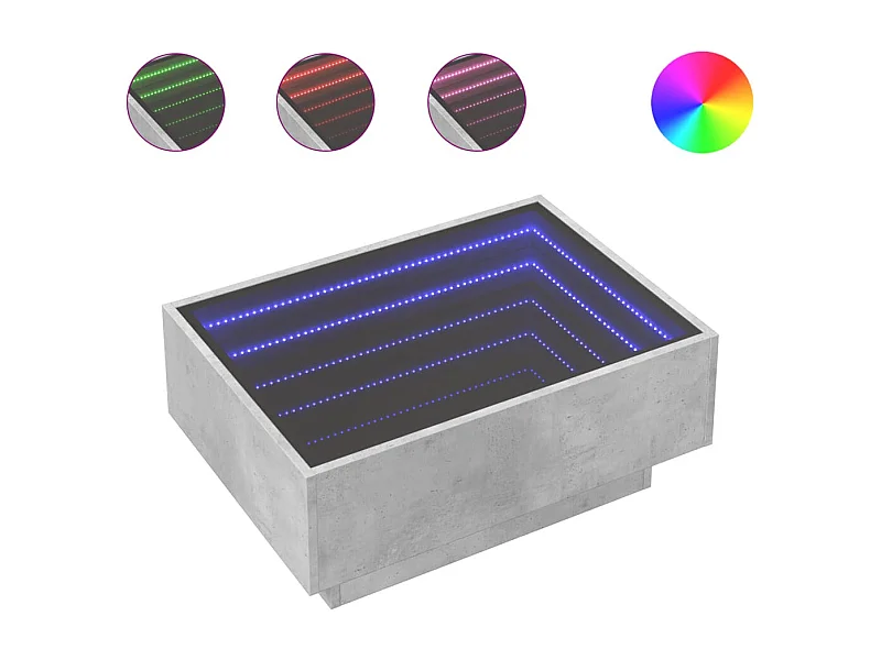 Table basse salon-Table d'appoint avec LED gris béton 70x50x30 cm bois d'ingénierie SHL66787