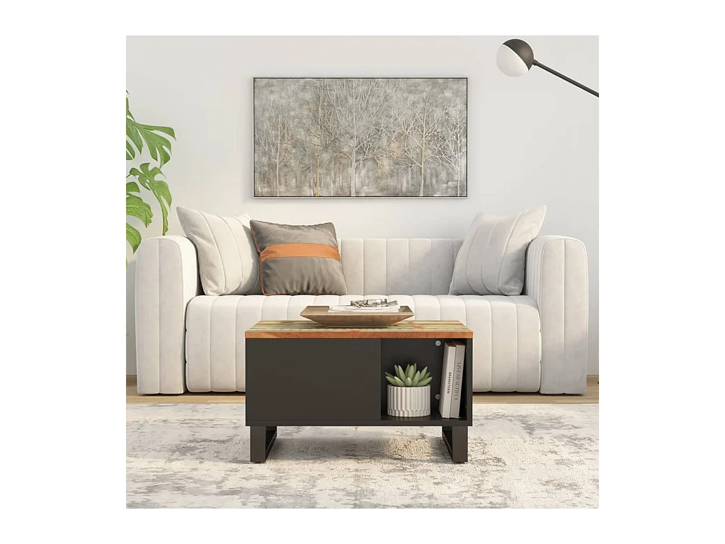 Mesa de centro | Mesa auxiliar con Infinity LED roble ahumado 70x50x30 cm SHL4714