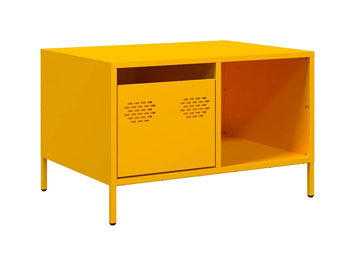 Table basse salon-Table d'appoint jaune moutarde 68,5x50x43,5 cm acier laminé à froid SHL90474
