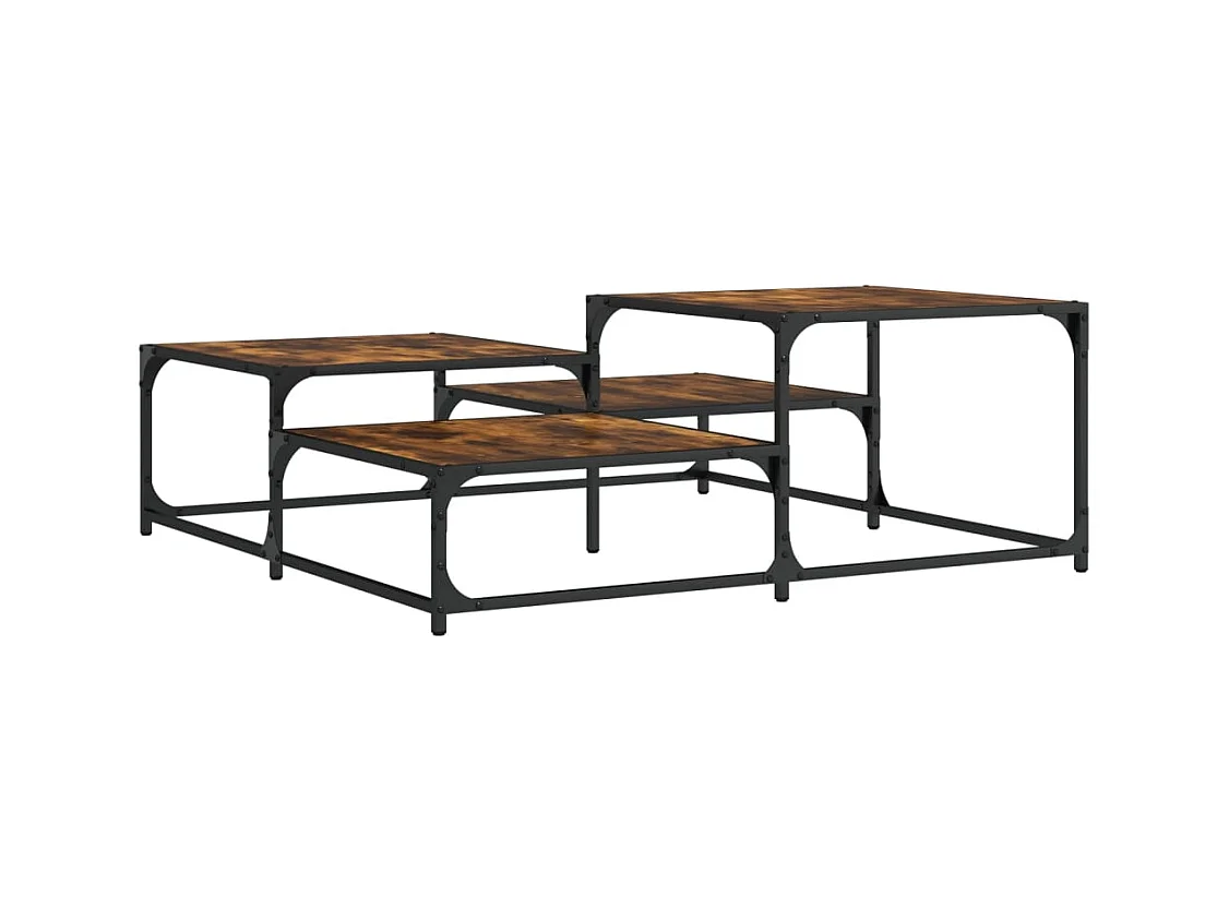 Mesa de centro-Mesa auxiliar de madera maciza de acacia y hierro 45x45x35 cm SHL1848