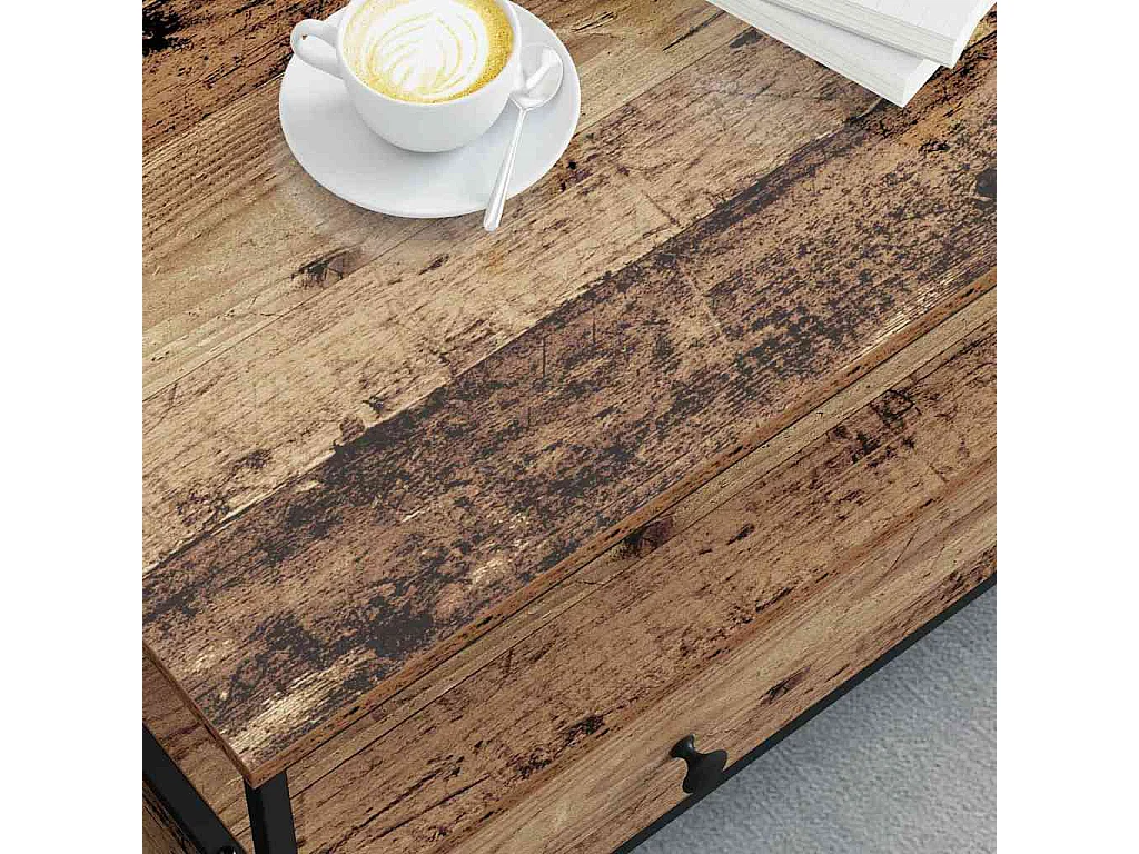 Tavolino da Salotto-Tavolino Basso with Drawer Legno vecchio 100x51x45 cm SHL15528